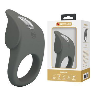 Эрекционная насадка на пенис со стимуляцией клитора серая Lybaile Master Ring &mdash;  фото товара 1