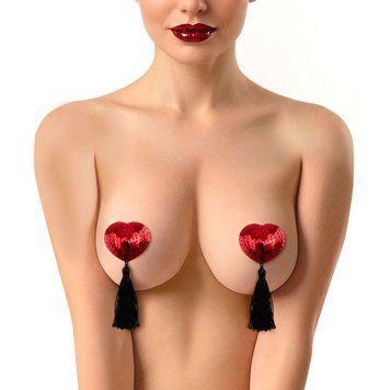 Пестис-сердечки с кисточками Art of Sex - Sparkling Hearts, красный &mdash;  фото товара 1