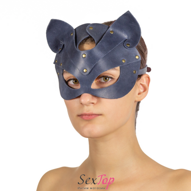 Премиум маска кошечки LOVECRAFT, натуральная кожа, голубая, подарочная упаковка SO3314 фото