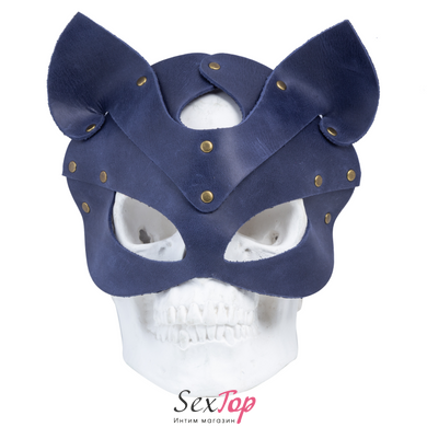 Премиум маска кошечки LOVECRAFT, натуральная кожа, голубая, подарочная упаковка SO3314 фото