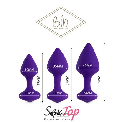 Набір силіконових анальних пробок FeelzToys - Bibi Butt Plug Set 3 pcs Purple SO5064 фото