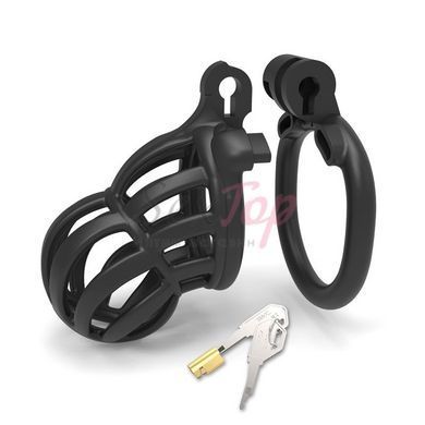 Пояс верности мужской БДСМ с изгибающемся кольцом по 3D технологии черного цвета Bdsm4u Cage H &mdash;  фото товара 2