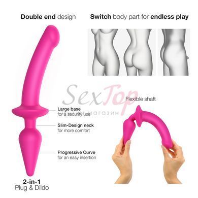 Анальная пробка с дилдо 2в1 Strap-On-Me SWITCH PLUG-IN DILDO Fuchsia L, диаметр 4,5/3,4 см &mdash;  фото товара 2