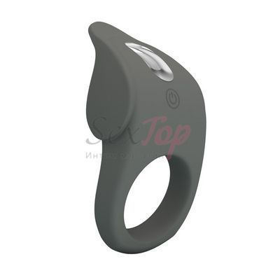 Ерекційна насадка на пеніс зі стимуляцією клітора сіра Lybaile Master Ring - фото товару 3