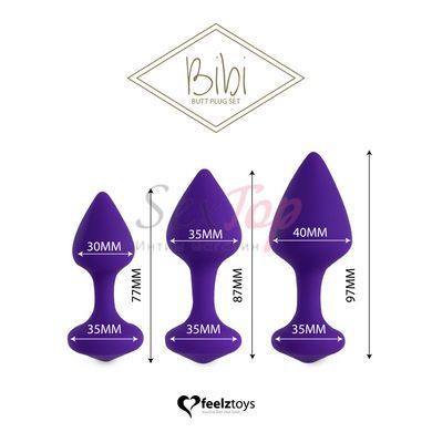 Набор силиконовых анальных пробок FeelzToys - Bibi Butt Plug Set 3 pcs Purple &mdash;  фото товара 2