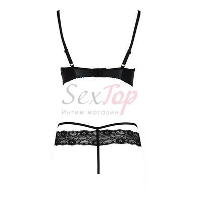 Комплект білизни Passion Exclusive NORTH SET S/M, black, ліф и трусики з елементами під латекс - фото товару 6