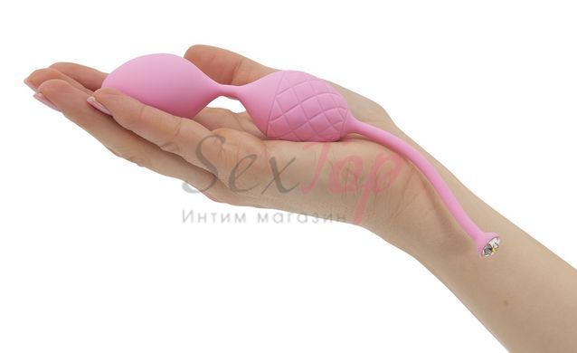 Розкішні вагінальні кульки PILLOW TALK - Frisky Pink з кристалом, діаметр 3,2 см, вага 49-75гр - фото товару 4