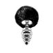 Металлическая анальная пробка Кроличий хвостик Alive Fluffy Twist Plug L Black, диаметр 3,8 см SO6311 фото 1