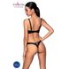 Комплект из экокожи Celine Bikini black L/XL — Passion: открытый бра с лентами, стринги со шнуровкой SO6400 фото 2