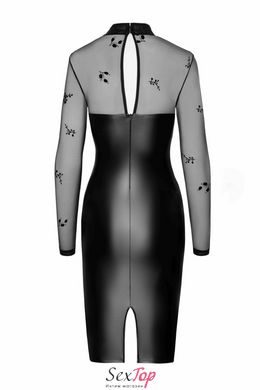 Платье Noir Handmade F310 Sublime wetlook and flocked mesh midi dress - XXL SX0301 фото