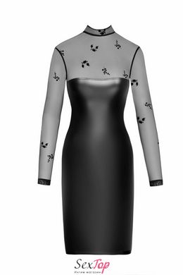 Платье Noir Handmade F310 Sublime wetlook and flocked mesh midi dress - XXL SX0301 фото