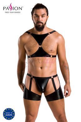 Комплект еротичної чоловічої білизни Passion 047 SET JOHN XXL/XXXL Black, труси, портупея - фото товару 5