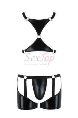 Комплект еротичної чоловічої білизни Passion 047 SET JOHN XXL/XXXL Black, труси, портупея - фото товару 3