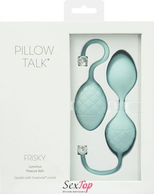 Роскошные вагинальные шарики PILLOW TALK - Frisky Teal с кристаллом, диаметр 3,2см, вес 49-75гр SO2722 фото