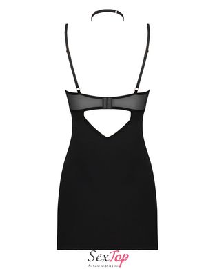 Сорочка Obsessive Selinne chemise & thong XS/S Black, стрінги, подвійні бретелі SO8670 фото