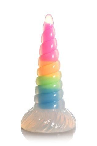 Фентезійний фалоімітатор Creature Cocks Luminescent Rainbow Silicone Dildo - фото товару 1
