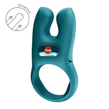 Эрекционное виброкольцо с двойной стимуляцией клитора Fun Factory NŌS CLASSIC Bottle Green, 2 мотора,  - 1