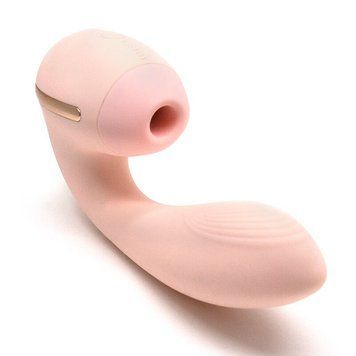 Вакуумний вібратор KISTOY Tina Mini Light Pink, вагінально-кліторальний, Рожевий - 1