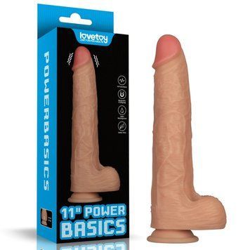 Реалістичний вібратор на присосці тілесного кольору Lovetoy Vibrating Power Basics Cock 11.0, Телесный - 1