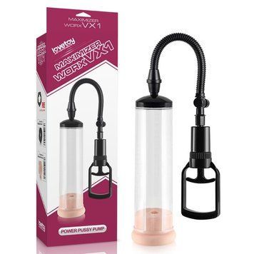 Вакуумна помпа для збільшення пеніса з тілесним вкладишем Lovetoy Power Pussy Pump, Прозрачный - 1