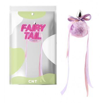Анальний металевий затор із пухнастим рожевим хвостом Cute Heart Fluffy Plug with Tail Purple&Pink, серебро - 1