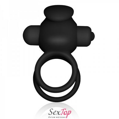 Вибро-насадка для пениса с эрекционными кольцами Power Clit Duo Silicone Cockring Black IXI40405 фото