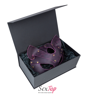 Премиум маска кошечки LOVECRAFT, натуральная кожа, фиолетовая, подарочная упаковка SO3315 фото