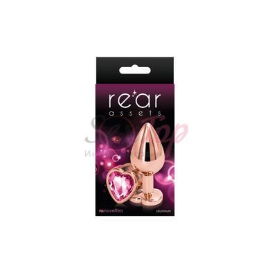 Анальная пробка NS Novelties Rear Assets - Rose Gold Heart - Medium - Pink &mdash;  фото товара 2