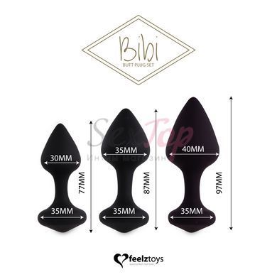Набор силиконовых анальных пробок FeelzToys - Bibi Butt Plug Set 3 pcs Black &mdash;  фото товара 2