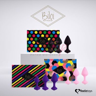 Набор силиконовых анальных пробок FeelzToys - Bibi Butt Plug Set 3 pcs Black &mdash;  фото товара 6