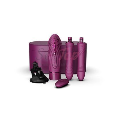 Компактна смарт секс-машина Zalo &ndash; Sesh Velvet Purple, 2 насадки, пульт ДК, кристал Swarovski - фото товару 2