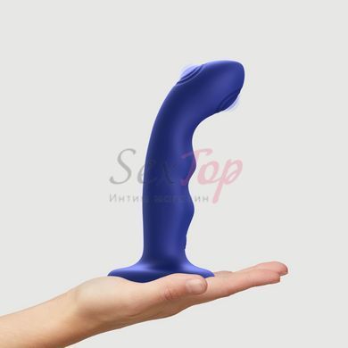 Насадка для страпона с двойной точечной пульсацией Strap-On-Me TAPPING DILDO WAVE - NIGHT BLUE &mdash;  фото товара 4