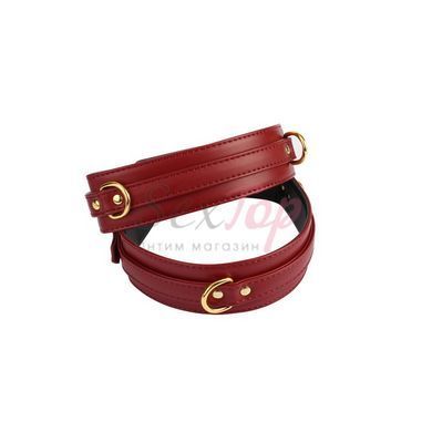 Комплект для БДСМ наручников и оков красного цвета Chisa Behave! Luxury Fetish Wrist to Thigh Cuff Set &mdash;  фото товара 4
