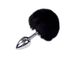 Металлическая анальная пробка Кроличий хвостик Alive Fluffy Plug S Black, диаметр 2,8 см SO6312 фото 1