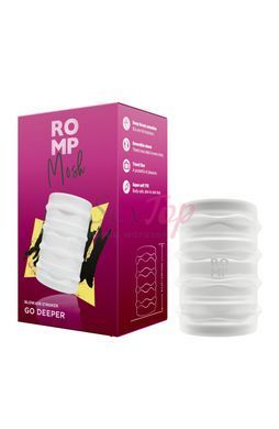 М&rsquo;який мастурбатор Romp Mosh Transparent, двосторонній, наскрізний, для пар та мінету - фото товару 6