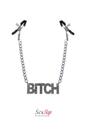 Затискачі для сосків Bitch, Feral Feelings - Nipple clamps Bitch, срібло/чорний SO3791 фото