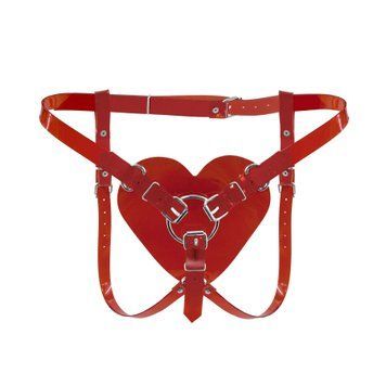 Трусики Серце для страпону Feral Feelings - Hearts Strap-on Belt Red,  - 1