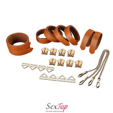 Набір із 8 ременів для зв'язування LOCKINK 8-Bondage-Straps Restraint Set - Brown - SX0834