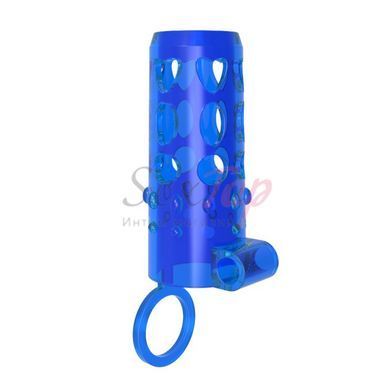 Вібронасадка на член із кільцем синього кольору Chisa Vibrating Sleeve Enhancer - фото товару 3
