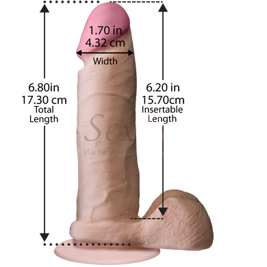 Фаллоимитатор Doc Johnson The Realistic Cock 6 inch White - ULTRASKYN, Vack-U-Lock, диаметр 4,3см &mdash;  фото товара 3