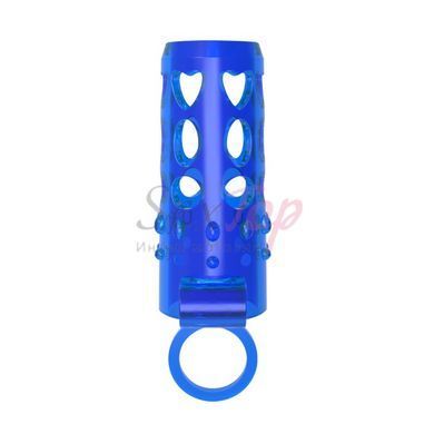 Вібронасадка на член із кільцем синього кольору Chisa Vibrating Sleeve Enhancer - фото товару 2