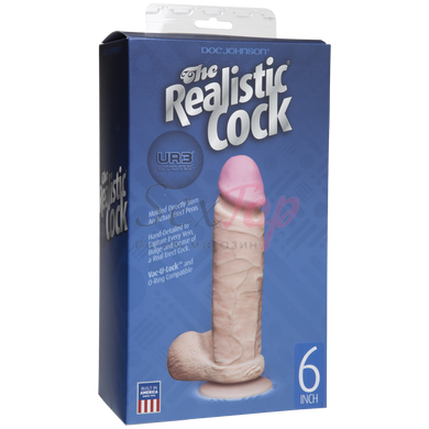 Фаллоимитатор Doc Johnson The Realistic Cock 6 inch White - ULTRASKYN, Vack-U-Lock, диаметр 4,3см &mdash;  фото товара 2