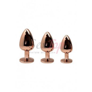 Металлическая анальная пробка Wooomy Tralalo Rose Gold Metal Plug Magenta M, диаметр 3,4 см, длина 8 &mdash;  фото товара 3