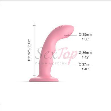 Насадка для страпона с двойной точечной пульсацией Strap-On-Me TAPPING DILDO WAVE - CORAL PINK &mdash;  фото товара 2