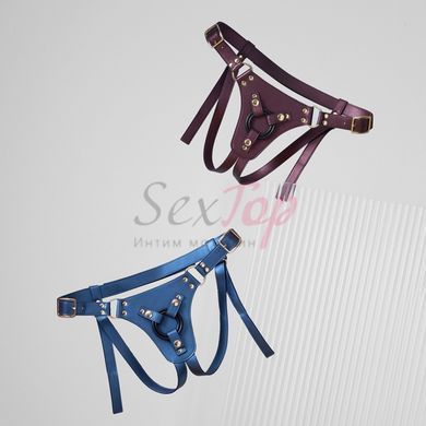 Трусики для страпона Strap-On-Me Leatherette Harness Generous - One Size - Aubergine &mdash;  фото товара 5