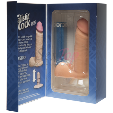 Фаллоимитатор Doc Johnson The Realistic Cock 6 inch White - ULTRASKYN, Vack-U-Lock, диаметр 4,3см &mdash;  фото товара 4