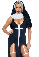 Костюм монашки-грешницы Leg Avenue Sultry Sinner M, платье, головной убор, воротник SO9151 фото