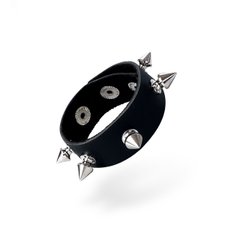 Эрекционное кольцо с шипами из натуральной кожи Art of Sex - James, цвет Черный SO6785 фото