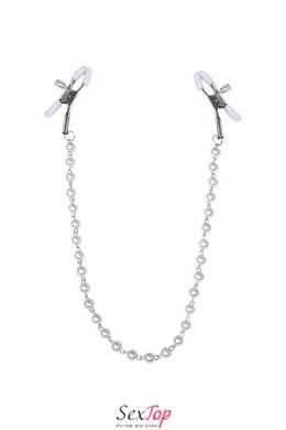 Затискачі для сосків з перлами Feral Feelings - Nipple clamps Pearls, срібло/білий SO3792 фото