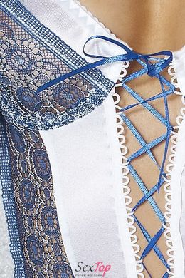 (SALE) Сорочка приталена ELENI CHEMISE white 4XL / 5XL - Passion, трусики, зі шнурівкою PS1049 фото